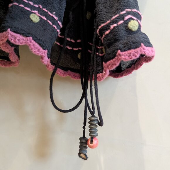 Vivienne Tam black chiffon embroidered pink floral top - small - Picture 5 of 6